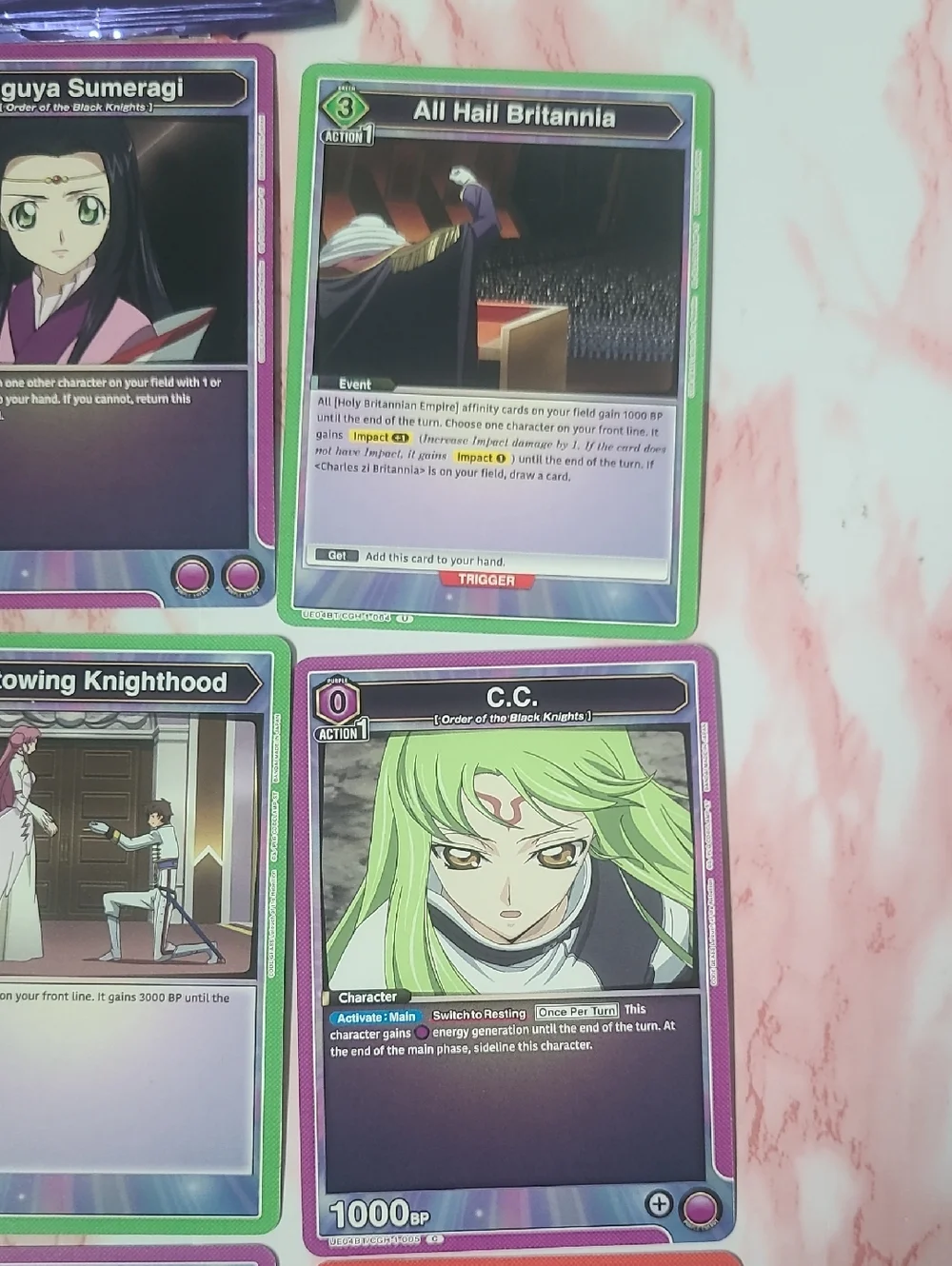 Code Geass Union Arena Lot Of 9 Cards